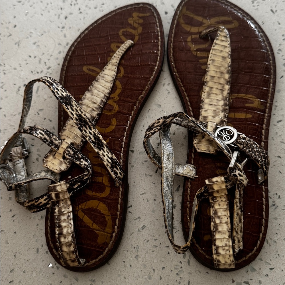 Sam Edelman Brown and Cream Strappy Sandals